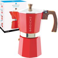 GROSCHE Milano Stovetop Espresso Maker Moka Pot 9 Cup, 15.2 oz, Red - Cuban Coffee Maker Stove top coffee maker Moka Italian espresso greca coffee maker brewer percolator
