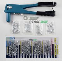 140 pc Pop Riveter Gun Set Blind Rivet Hand Tool Kit Gutter Repair Heavy Duty