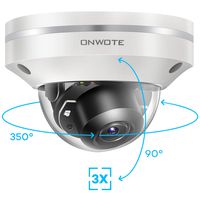 ONWOTE 5MP 2592 1944P HD PTZ PoE IP Security Camera Outdoor Dome, 350° Pan 90° Tilt 3X Optical Zoom Autofocus, 2.8-8mm Motorized Lens, IP66 Waterproof, 5 Megapixels Super HD Onvif Ethernet Camera