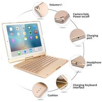 iPad Keyboard Case 9.7, TechCode 7 Color Backlit Wireless Bluetooth Keyboard Case and Cover w/ 360 Degree Rotate Folio Slim Smart Keyboard Case Auto Sleep/Wake for iPad Air1 &2/ 5th/ 6th/ Pro 9.7,Gold