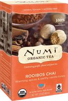 Numi Organic Tea Rooibos Chai, 18 Count Box of Tea Bags, Herbal Teasan, Caffeine-Free (Packaging May Vary)