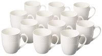 10 Strawberry Street CATERING-12WVMUG Basket Weave 14 Oz Catering set of 12 Mugs, Cream White