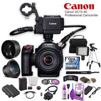 Canon XC15 4K Professional Camcorder (1456C002) W/ 64GB Memory Card, Bag, Extra Battery and Charger, Tripod, Led Light and More