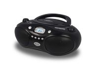 Axess Top-Loading Portable Boombox Cd/Bluetooth Playback Digital AM/FM Radio Player, Home Audio, AUX, Headphone Jack (Black)