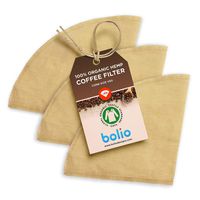 Organic Hemp Cone Coffee Filter 3 Pack Reusable & Making Smooth, Natural Tasting Pour Over Coffee - Eco-Friendly Bacteria Resistant Material Suit with Bolio, Chemex Coffee Gator Carafe(V60-No 2 Style)