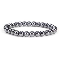 Cherry Tree Collection Gemstone Beaded Stretch Bracelet 6mm Round Beads | Large - 7.5" (Hematite)