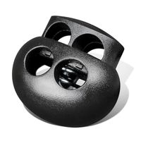 Plastic Cord Lock End Toggle Double Hole Spring Stopper Fastener Slider Toggles End (Black,10 PCS)