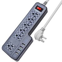 Mountable Surge Protector Power Strip JACKYLED 9.8ft 6 Outlets 4 USB Ports Electric Power Outlet with Right Angle Flat Plug Electric Long Extension Cord Power Charging Station for Home Office Gray