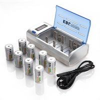 EBL LCD Rapid C/D/9V/AA/AAA Universal Battery Charger with 8 Pack Rechargeable C Batteries