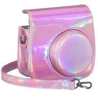 Blummy PU Leather Instax Mini 9 Camera Case for Fujifilm Instax Mini 8/ Mini 8+/ Mini 9 Instant Camera with Adjustable Strap and Pocket (Pink Laser)