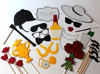 Kentucky Derby Party Props - 26 Piece Set - Churchill Downs, Belmont Stakes Props for Photo Booth