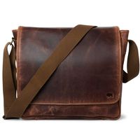 Genuine Buffalo Full-Grain Leather Satchel Messenger Bag | Roosevelt by Buffalo Jackson | Fits 13", 14", 15" Laptop Computers | Color: Dark Oak
