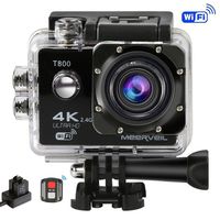 Meerveil T800 4K Action Camera WiFi Waterproof Sports Camera with Remote Control, 170 Degree Wide Angle Lens, 2 × 1050mAh Batteries,Dual Battery Charger,Carrying Case,Full Accessories Kit