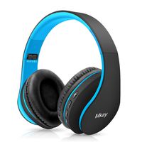 Bluetooth Headphones Wireless,MKay Over Ear Headset V5.0 with Microphone, Foldable & Lightweight, Support Tf Card MP3 Mode and Fm Radio for Cellphones Laptop TV(Black-Blue)