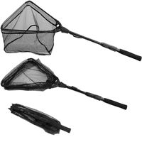 PLUSINNO Fishing Net Fish Landing Net, Foldable Collapsible Telescopic Pole Handle, Durable Nylon Material Mesh, Safe Fish Catching or Releasing (17")