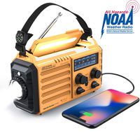 Weather Radio Raynic Solar Hand Crank Emergency Radio 5 Ways Powered AM/FM/SW/NOAA Weather Alert Portable Radio with Flashlight, Reading Lamp, Cellphone Charger and SOS Alarm (Yellow)