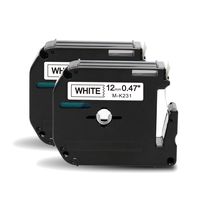 Compatible Label Tape Replacement for Brother P Touch M Tape MK231 Black on White 0.47 Inch x 26.2 Feet,12mm x 8m (2 Pack)