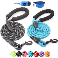 BAAPET 2 Packs 5 FT Strong Dog Leash with Comfortable Padded Handle and Highly Reflective Threads for Medium and Large Dogs (Black+Blue)