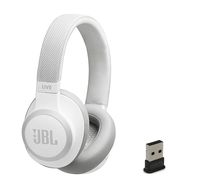 JBL Live 650 BT NC Over-Ear Noise Canceling Wireless Bluetooth Headphone Bundle with Plugable USB-BT4LE USB 2.0 Bluetooth Adapter - White