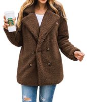 PRETTYGARDEN Women's Warm Long Sleeve Lapel Open Front Button Draped Fleece Coat Fluffy Outwear with Pockets