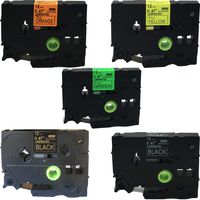 5PK Compatible for Brother P-Touch Laminated TZe TZ 334 335 B31 C31 D31 Label Tape Cartridge 12mm 1/2 inch(Set Black on Fluo Orange/Green/Yellow and Gold/White Print on Black)