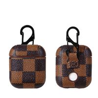 Airpods Case Keychain,MeiQing Leather AirPod 1 2 Charging Protective Case Cover for Airpods Earphones Accessories Great Gift (Brown)