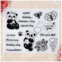 Kwan Crafts Panda HAPPY Birthday Anniversary Just for you Wedding Day Clear Stamps for Card Making Decoration and DIY Scrapbooking