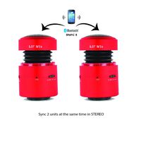Lil' Wiz - 12Watt True Wireless Bluetooth Vibration Speakers. Includes 2 Speakers + 2 Free Window Adapters - RED