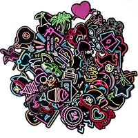 Neon Light Laptop Stickers Vinyl - 100 Pack Decals Waterproof Suitable for Water Bottle Car Motorcycle Bicycle Bumper Skateboard Helmet Luggage Phone Case DIY Decoration Gift [No-Duplicate]