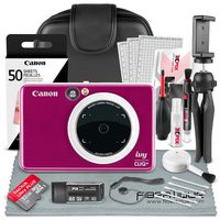 Canon Ivy CLIQ+ Instant Camera Printer (Ruby Red) + 60 Sheets Photo Paper + 32GB SD Card + Case + Deluxe Accessories Bundle (USA Warranty)