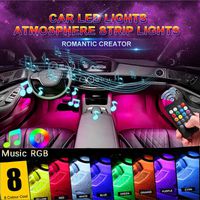 Car LED Strip Light, GOADROM 4pcs 48 LED DC 12V Multicolor Music Car Interior Lights LED Under Dash Lighting Atmosphere Neon Lights Kit with Sound Active Function and Wireless Remote Control