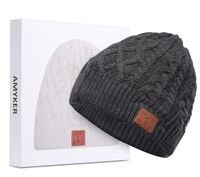 ASIILOVI Bluetooth Beanie, Bluetooth 5.0 Wireless Winter Warm Knit Hats Cap with Double Inner Lining Fleece, Mic and HD Speakers, Gifts for Friends Family Thanksgiving Christmas-Unisex (02-Charcoal)