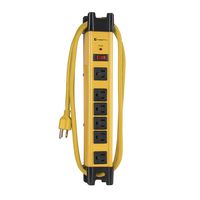 6-Outlet Heavy Duty Grounded Surge Protector Power Strip, 1200 Joules, 6 Foot Cable Cord Extension, Wall Mountable, ETL Listed, Ideal for Construction or Workshops, Yellow