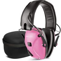 awesafe Electronic Shooting Earmuff, Noise Reduction Sound Amplification Electronic Safety Ear Muffs with Storage Case, Pink