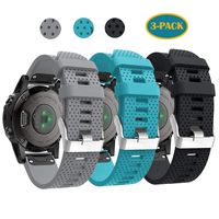 Fit for Garmin Fenix 5S Watch Band, Fenix 5S Plus Bands, 20mm Easy Fit Soft Silicone Bands Bracelet Straps Wristbands Accessory Fit for Garmin Fenix 5S Smartwatch Not Fit Fenix 5 5X (Gray Blue Black)