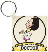 3dRose Funny Worlds Greatest Doctor Female Cartoon - Key Chains, 2.25 x 4.5 inches, set of 2 (kc_103133_1)