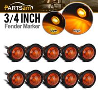 Partsam 10Pcs 3/4" Round Led Marker lights 3 wire Combination Turn Signal and Running Lamps Clearance Lights Grommet Mount Replacement for Jeep Spider Fender Marker Lights Sealed