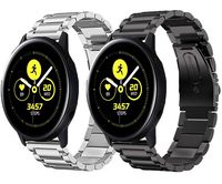 Olytop Compatible Samsung Galaxy Watch Active2 44mm 40mm Bands / Galaxy Watch 42mm Bands, 20mm Stainless Steel Metal Bands Replacement Strap Band Bracelet for Women Men Smartwatch - Black+Silver