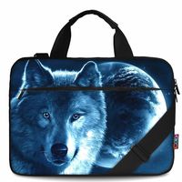 iColor 15" Canvas Laptop Shoulder Messenger Bags 14" 15.4 Inch Briefcase 15.6" Computer PC Notebook Tablet Handle Cases Carrying Sleeve Cover Holder (14"~15.6", Cool Wolf)