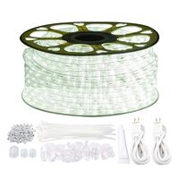 131.2ft Plug in LED Rope Lights, 1440 Daylight White LEDs, 110V, 2 Wire, Waterproof, Connectable, Power Socket Connector Fuse Holder, Indoor/Outdoor Use, Ideal for Backyards, Decorative Lighting