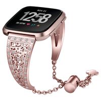 KIMILAR Bracelet Bands Bling Bands Compatible with Fitbit Versa Metal Bands, Women Stainless Steel Rhinestones Replacement Strap Jewelry Bracelet Wristbands with Adjustable Lock (Rose Pink)