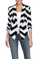 Women's Casual Work Office Blazer Jacket JK1133X 10617 BLKWHI 1X