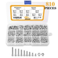 VIGRUE 810Pcs M3 Screw Assortment Kit 304 Stainless Steel Phillips Pan Head Machine Screws Bolts Nuts Lock Flat Washers with Storage Box