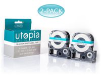 Utopia Label Tape Refill Cartridge for Epson LabelWorks LW-300 LW-400 LW-500 LW-600 LC-4WBN9 2-Pack (Black on White)