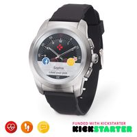 MyKronoz ZeTime Original Hybrid Smartwatch 44mm with mechanical hands over a color touch screen - Brushed Silver / Black Silicon Flat