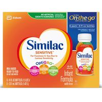 Similac Sensitive Infant Formula with Iron, For Fussiness and Gas, Baby Formula, Ready-to-Feed, 8 Fl Oz, Pack of 6