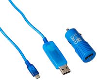 Pilot EL-1400BCWK 3 Ft. Light Pulse Charge and Sync Cable with Cigarette Lighter Adapter - Micro USB Connector / Blue