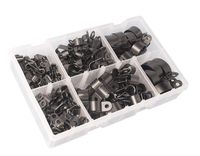 Karcy 200pcs Black Nylon Plastic R-Type Cable Clamp Clips Fasteners Assortment for Cable Conduit 6 Sizes 5-25mm