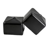 Prescott Plastics 1 1/2 Inch Square Black Vinyl End Cap, Flexible Pipe Post Rubber Cover ((A) Pack of 4 Caps)