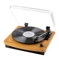 Musitrend Record Player 3-Speed Belt-Drive Turntable with Built-in Stereo Speakers, Vintage Style Record Player Support Vinyl-to-MP3 Recording, AUX RCA Headphone Jack (Wood)
